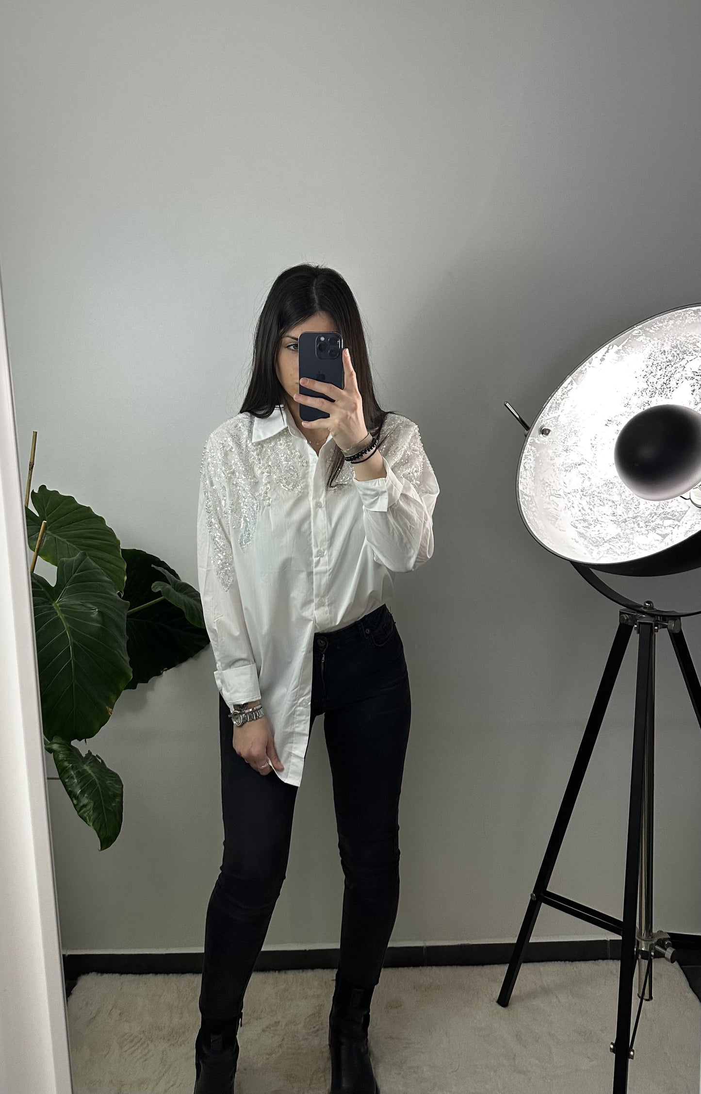 BLOUSE À STRASS LÉNA - BLANC