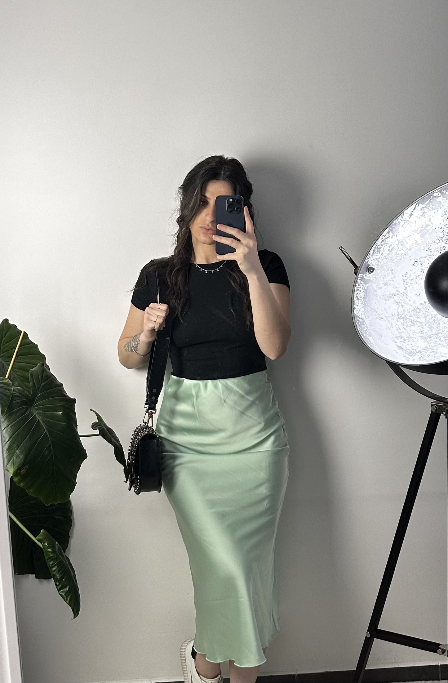 JUPE LONGUE SATINÉ SARAH - VERT