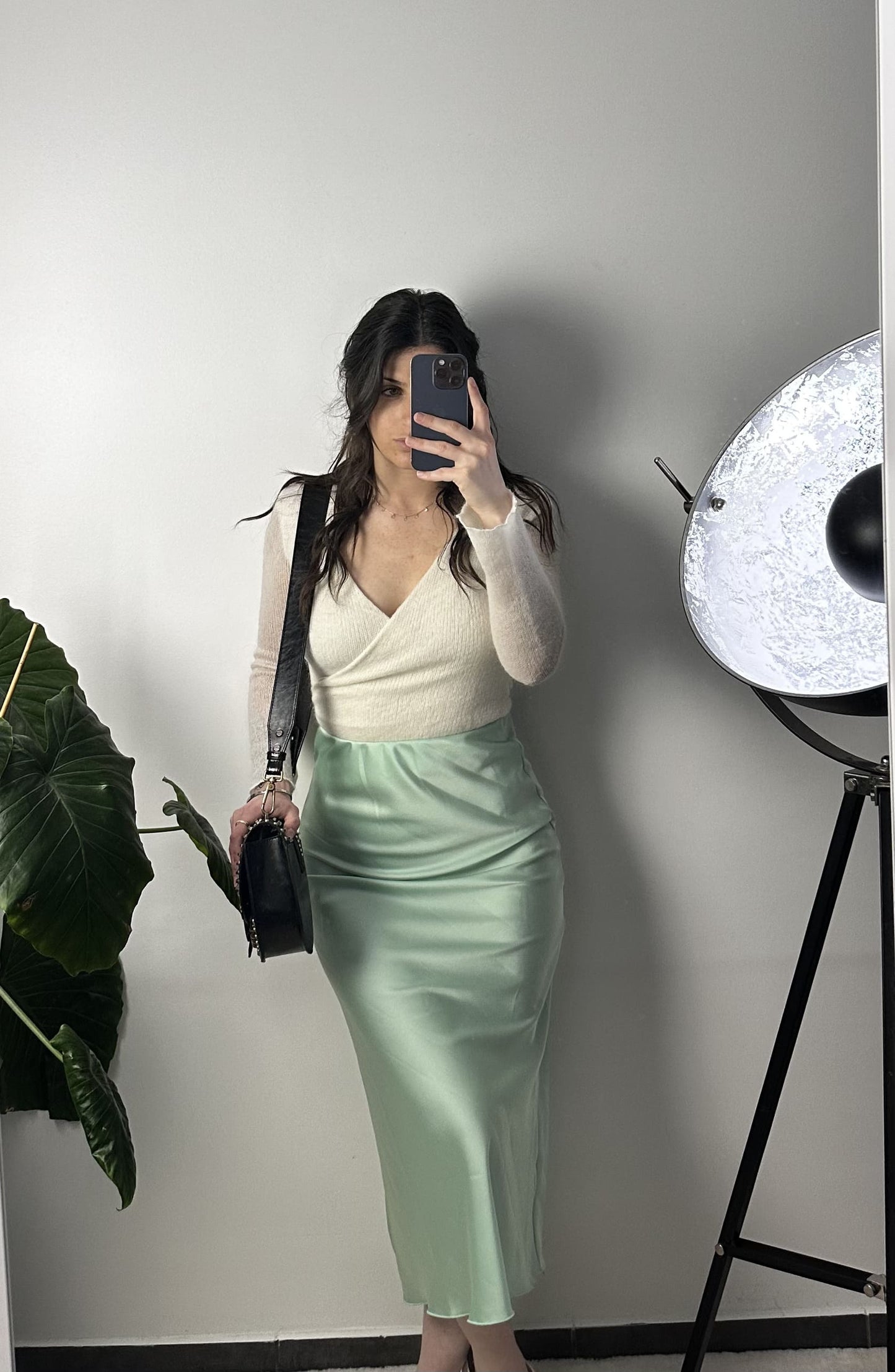 JUPE LONGUE SATINÉ SARAH - VERT