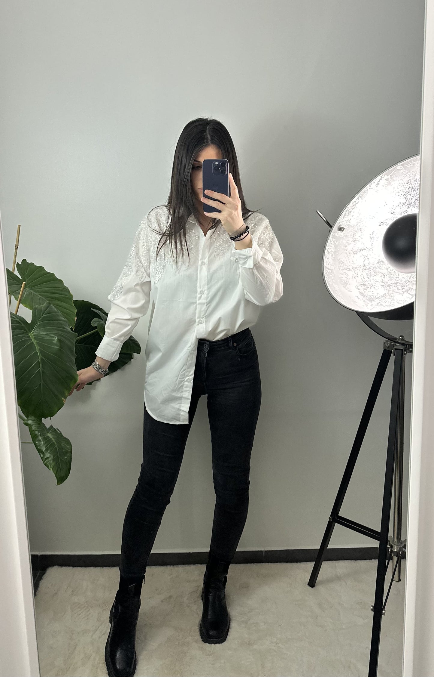 BLOUSE À STRASS LÉNA - BLANC