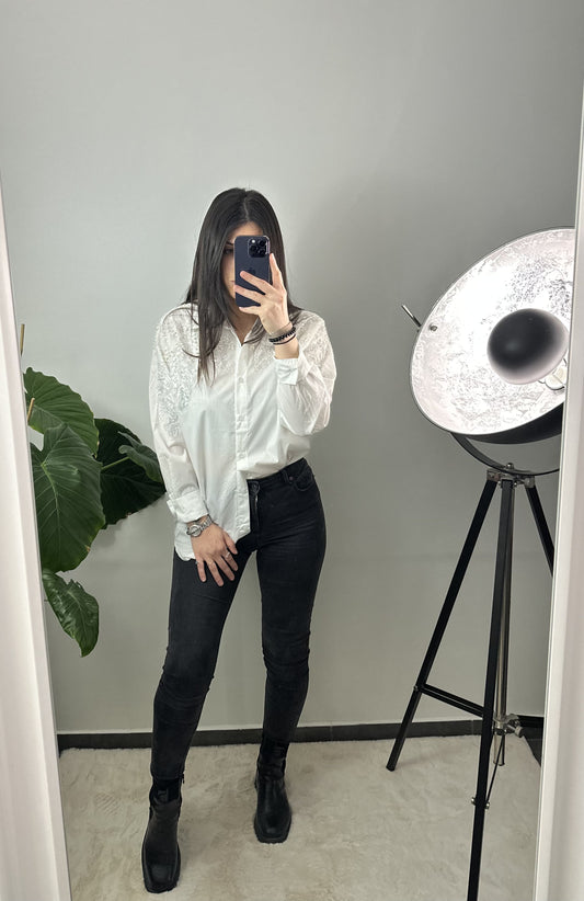 BLOUSE À STRASS LÉNA - BLANC