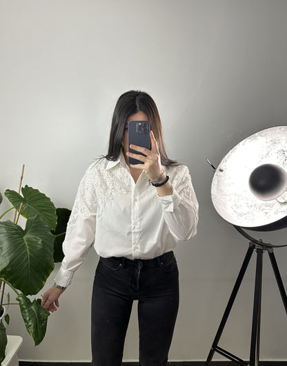 BLOUSE À STRASS LÉNA - BLANC