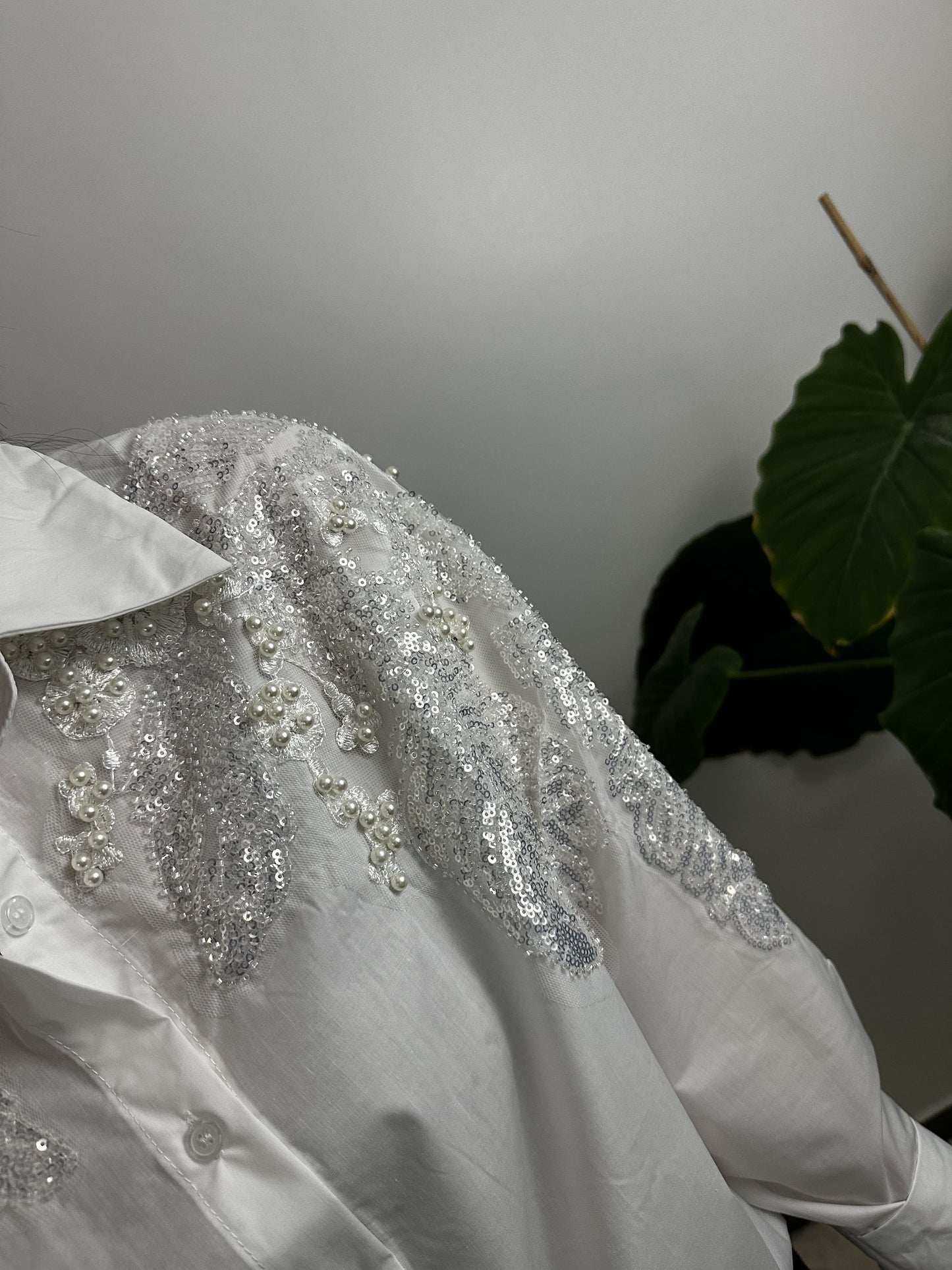 BLOUSE À STRASS LÉNA - BLANC