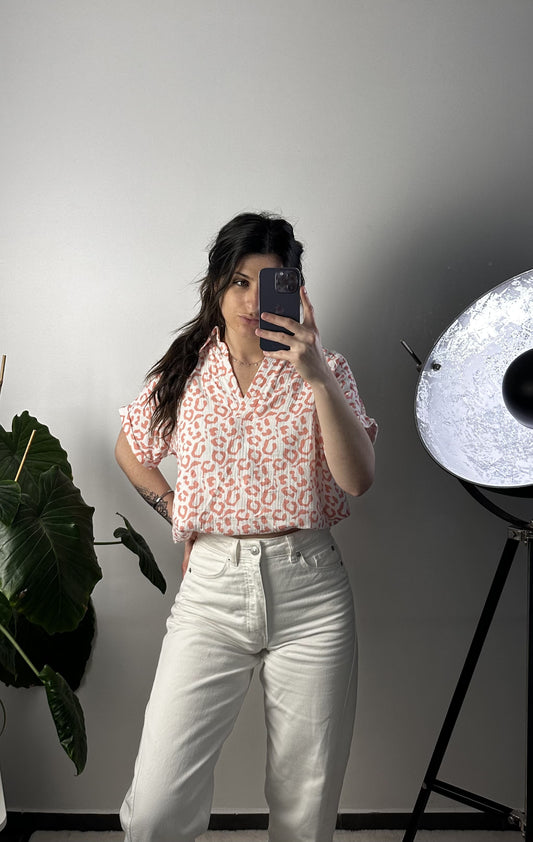BLOUSE LEOPARD ZÉLIE - ROSE